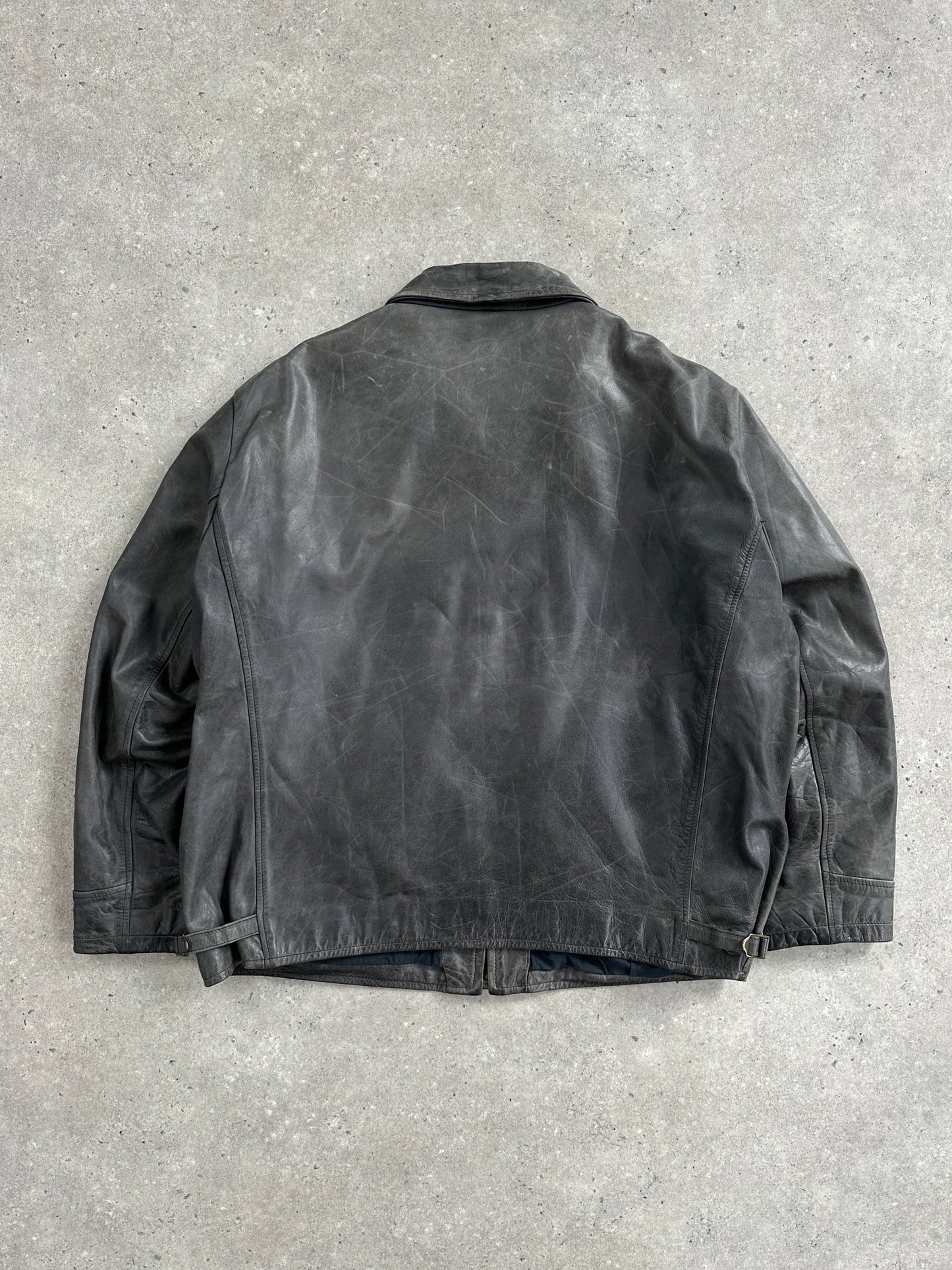 Vintage 1990s Aged Boxy Leather Jacket - L/XL