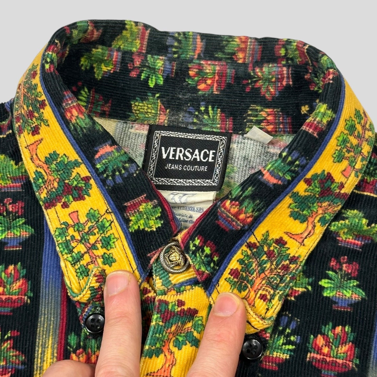 Versace Jeans Couture 1990’s Bonsai Plants Corduroy Shirt - M (L/XL) | Default Title, Red