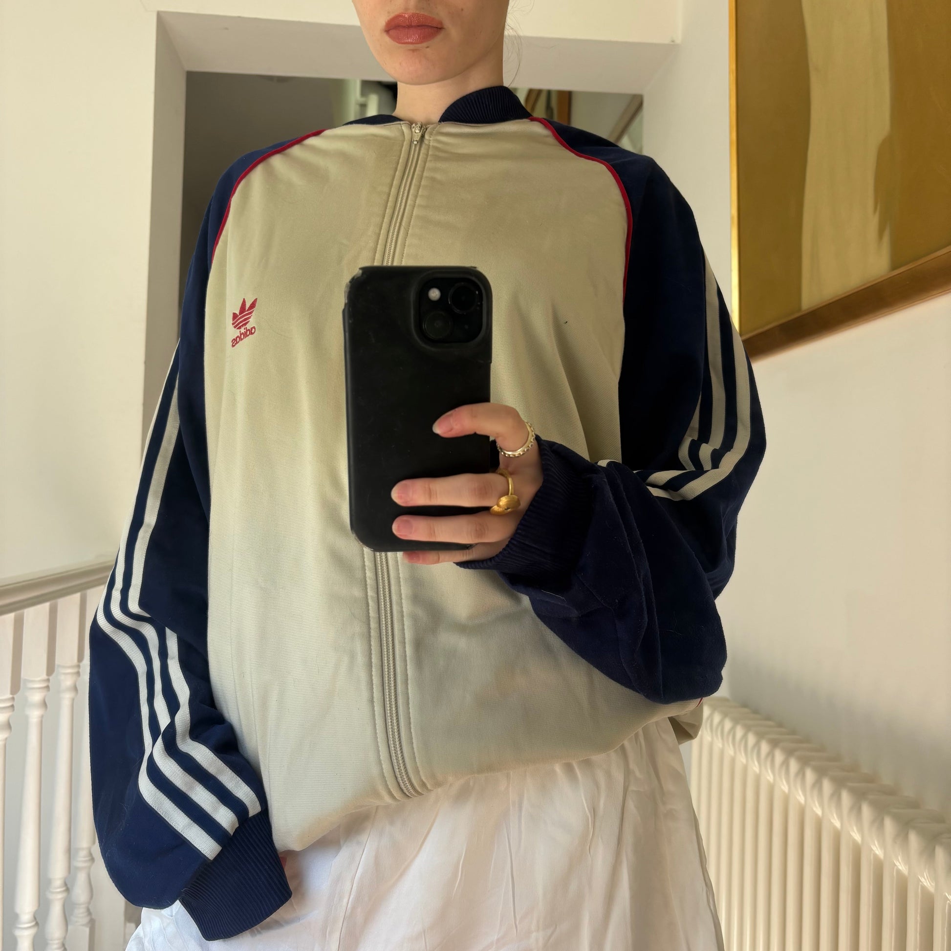 80s Adidas Track Jacket | Beige, Multicoloured