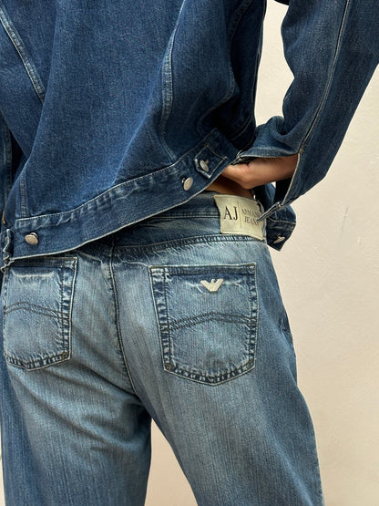 Armani Jeans Stonewashed Mid Waist Denim Jeans - W34