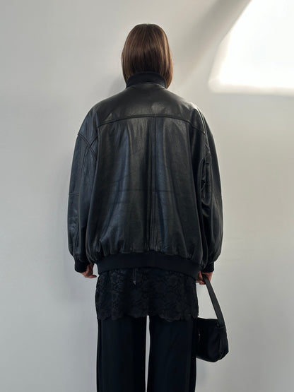Vintage BMW 1990s Leather Bomber Jacket - XL