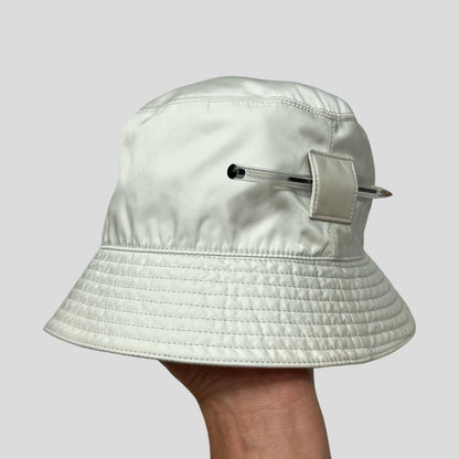 Prada Milano Nylon Bucket Hat - M | White