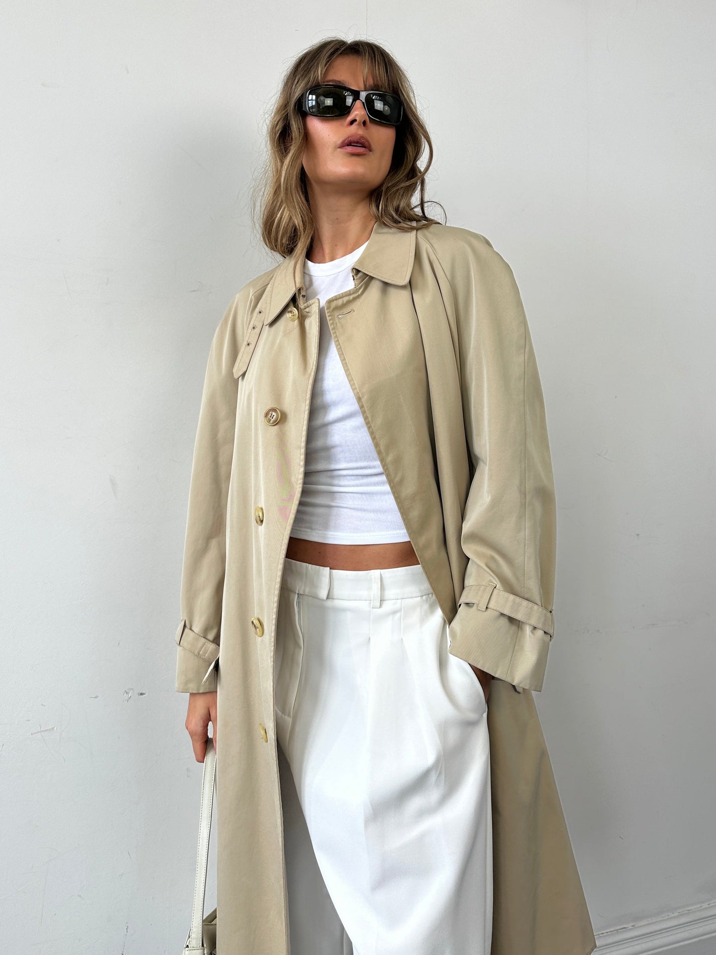 Aquascutum Pure Cotton Concealed Placket Belted Trench Coat - L