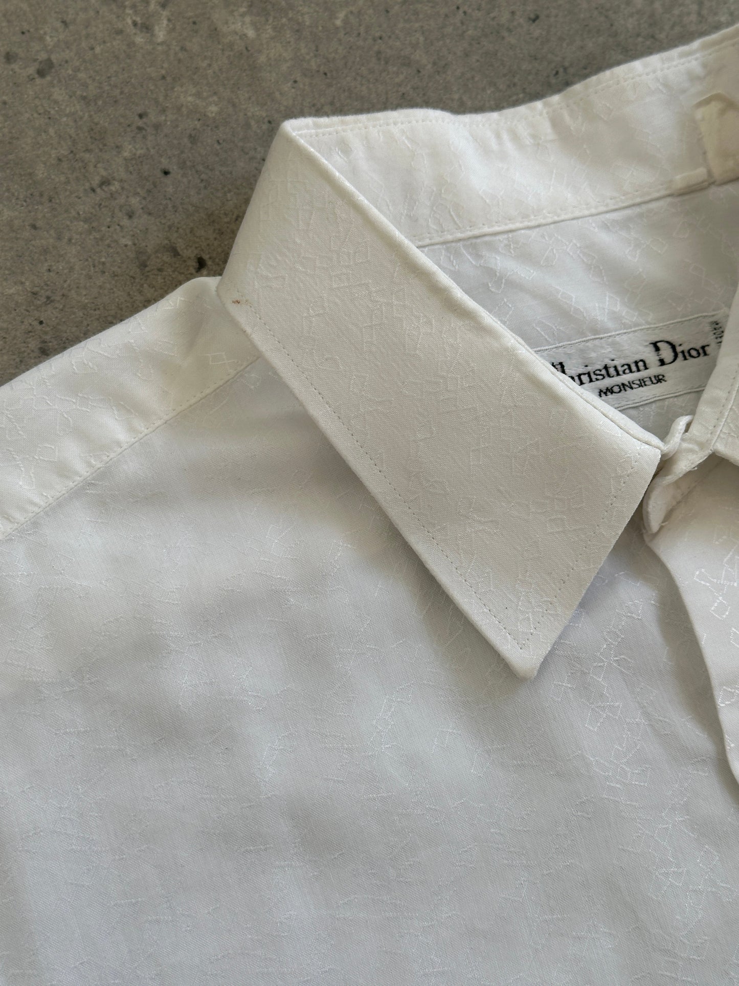 Christian Dior Monsieur Paris 1990s Cotton Textured Logo Shirt - M/L