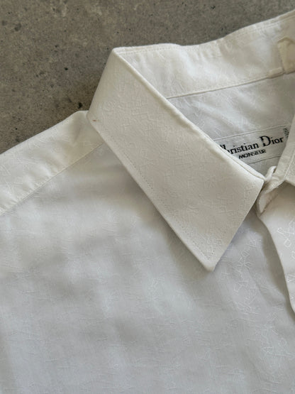 Christian Dior Monsieur Paris 1990s Cotton Textured Logo Shirt - M/L