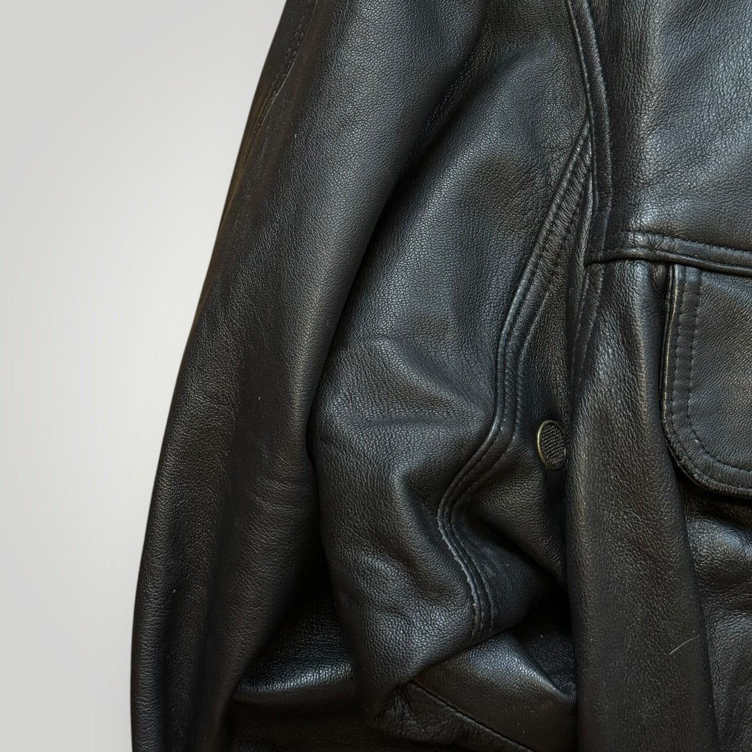 Burberry 1990's Leather Flight Jacket L