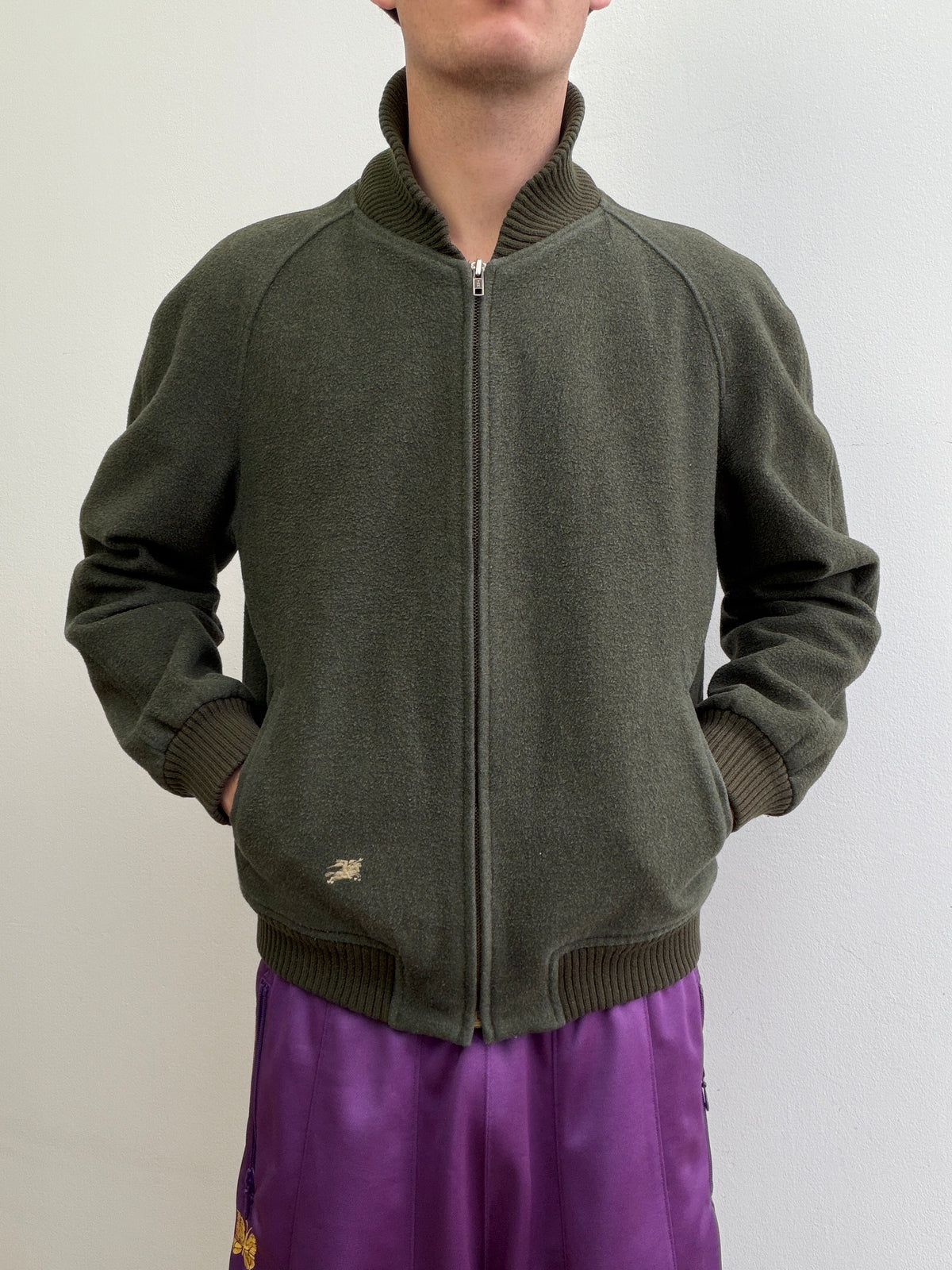 Burberry 90s Wool Bomber Jacket | Medium, Red
