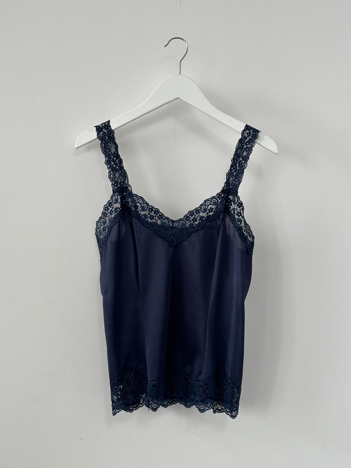 St Micheal 90s Satin Lace Cami Top - XS