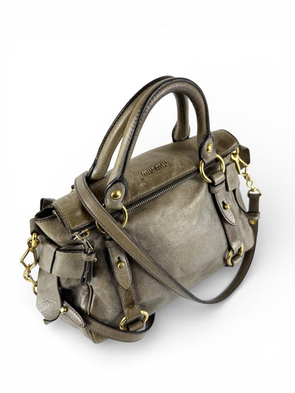 2010s Miu Miu Vitello Lux 2Way Handbag | O/S, Khaki