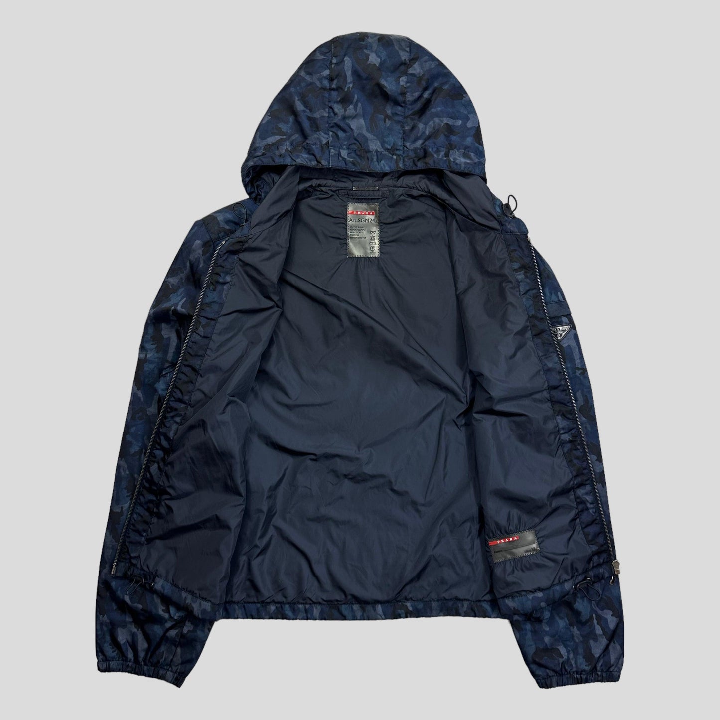 Prada Milano 2012 Blue Camo Nylon Padded Windbreaker - XL