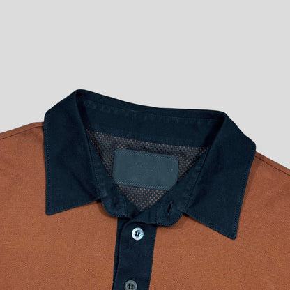 Prada 2018 Rubber Race Logo Asymmetrical Panelled Shirt - L