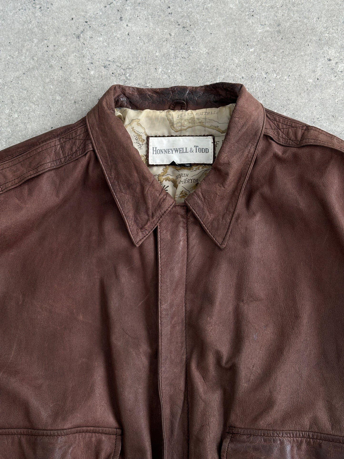 Vintage Leather Bomber Jacket - L/XL