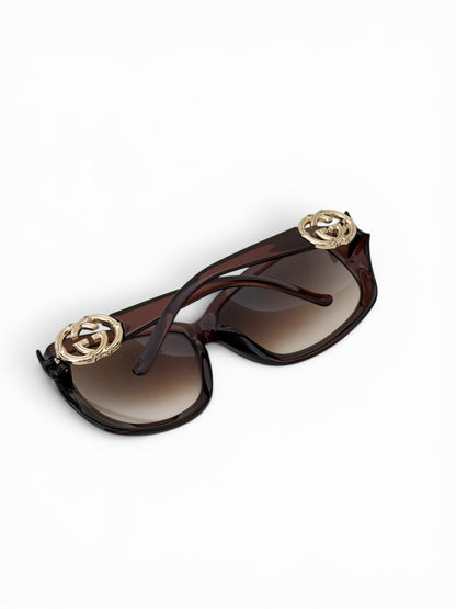 2017 Gucci GG Horsebit Oversized Sunglasses | O/S, Brown