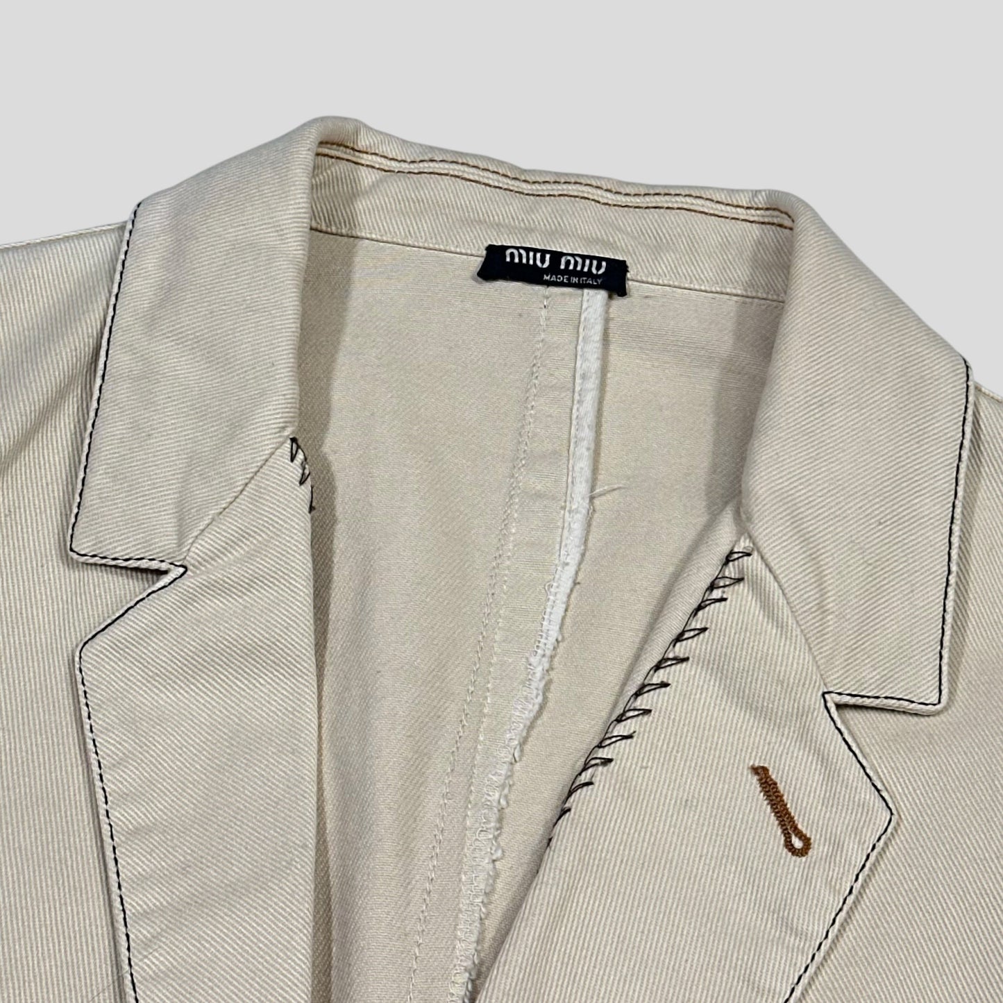 Miu Miu 00’s Contrast Stitch Cotton Cowboy Blazer Jacket - IT50 | Default Title, Multicoloured
