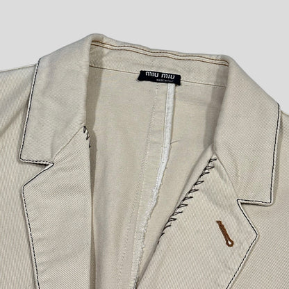 Miu Miu 00’s Contrast Stitch Cotton Cowboy Blazer Jacket - IT50 | Default Title, Multicoloured