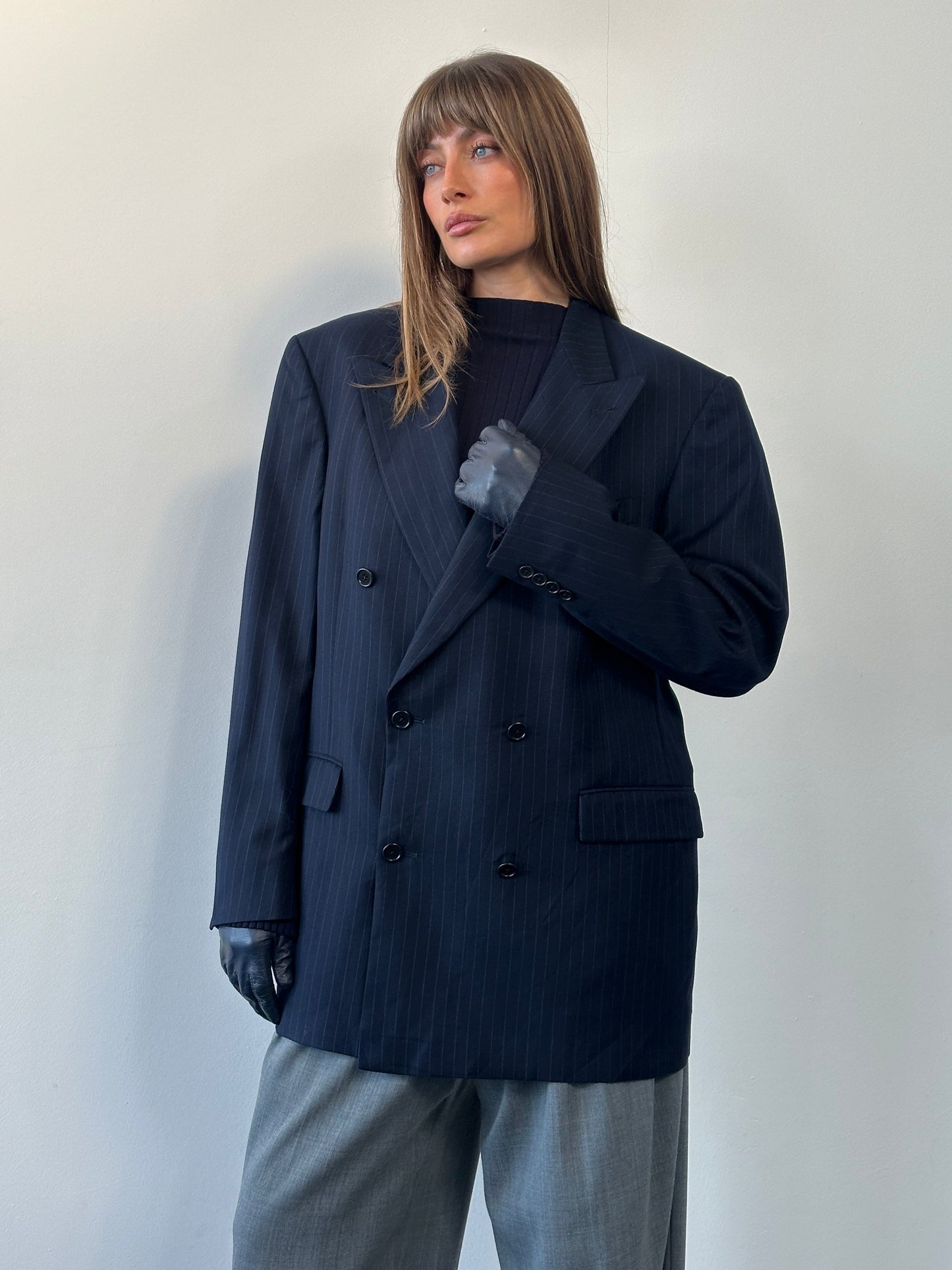 Daniel Cremieux x Loro Piana 1990s Pure Wool Stripe Double Breasted Blazer - 42R/XL