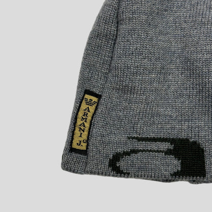Armani Jeans 00’s Animal Rip Spellout Wool Beanie - S/M | Default Title, Grey and Black