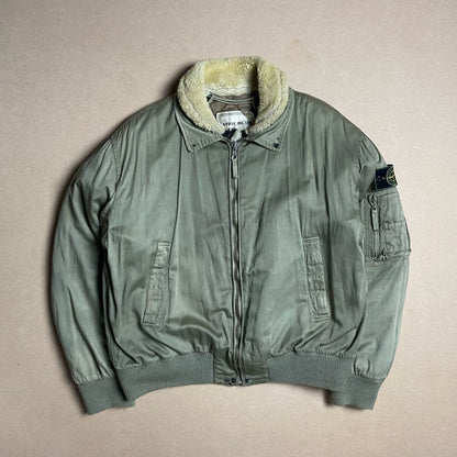 A/W 1989 Sage Green Raso Gommato Dual Layer Bomber