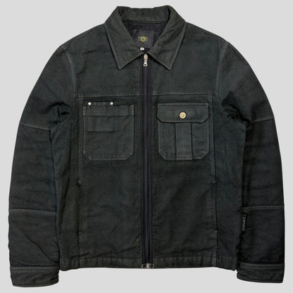 Versace VJC 00’s Moleskin Cotton Asymmetric Stud Pocket Jacket - M | O/S, Grey