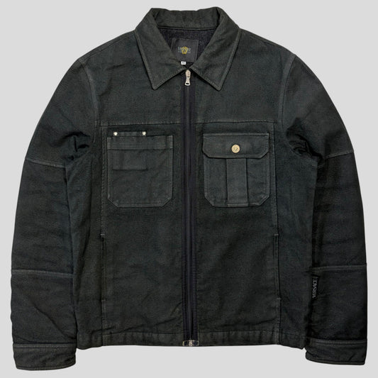 Versace VJC 00’s Moleskin Cotton Asymmetric Stud Pocket Jacket - M | O/S, Grey