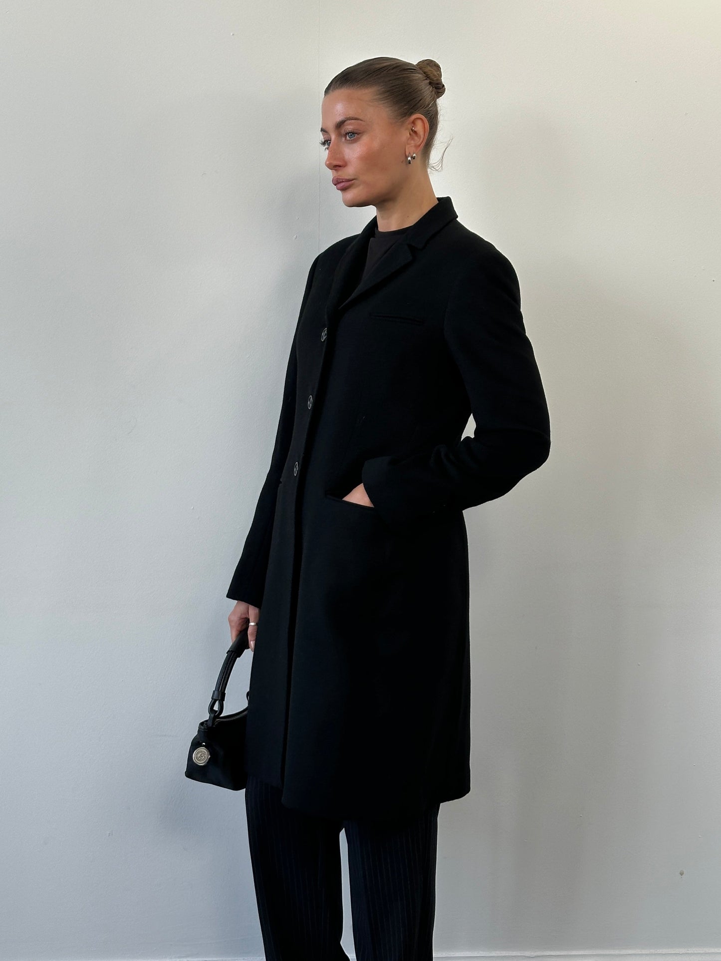 Vintage 1990s Wool Cashmere Single Breasted Coat - M