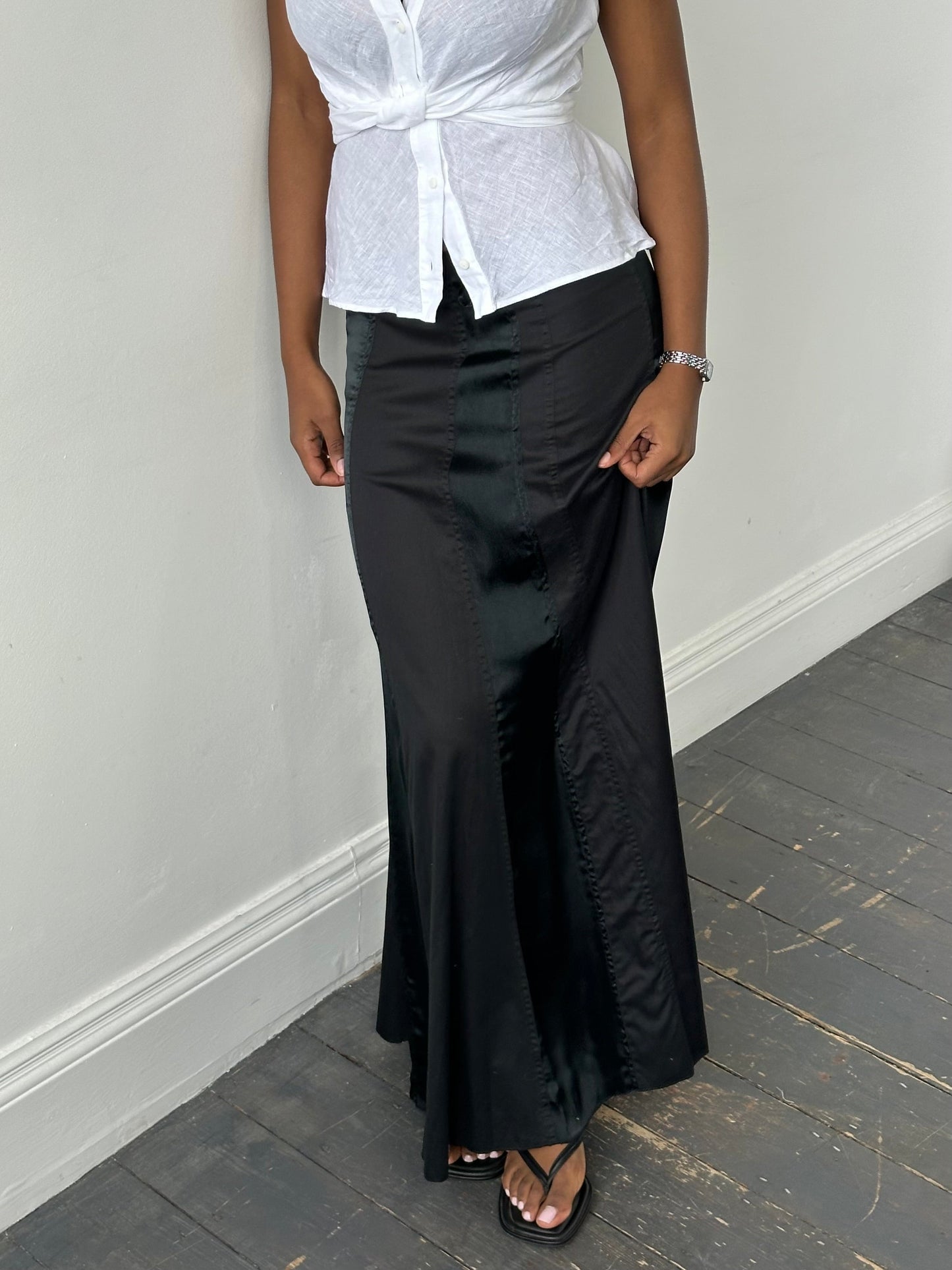 DKNY 2000s Cotton Panelled Skirt - W28