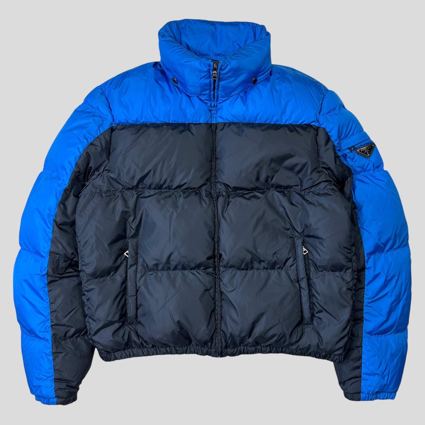 Prada 2012 Plaque Logo Bi-colour Nylon Goose Down Puffer Jacket - IT56 (L/XL) | Default Title, Blue