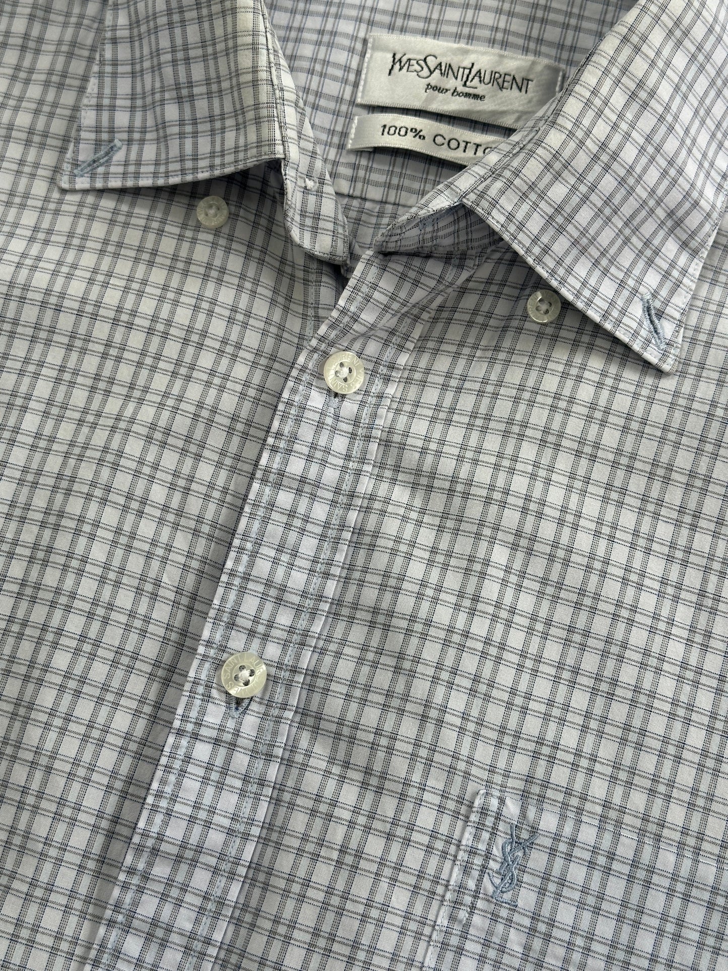 Yves Saint Laurent Pour Homme 2000s Check Pure Cotton Shirt - L