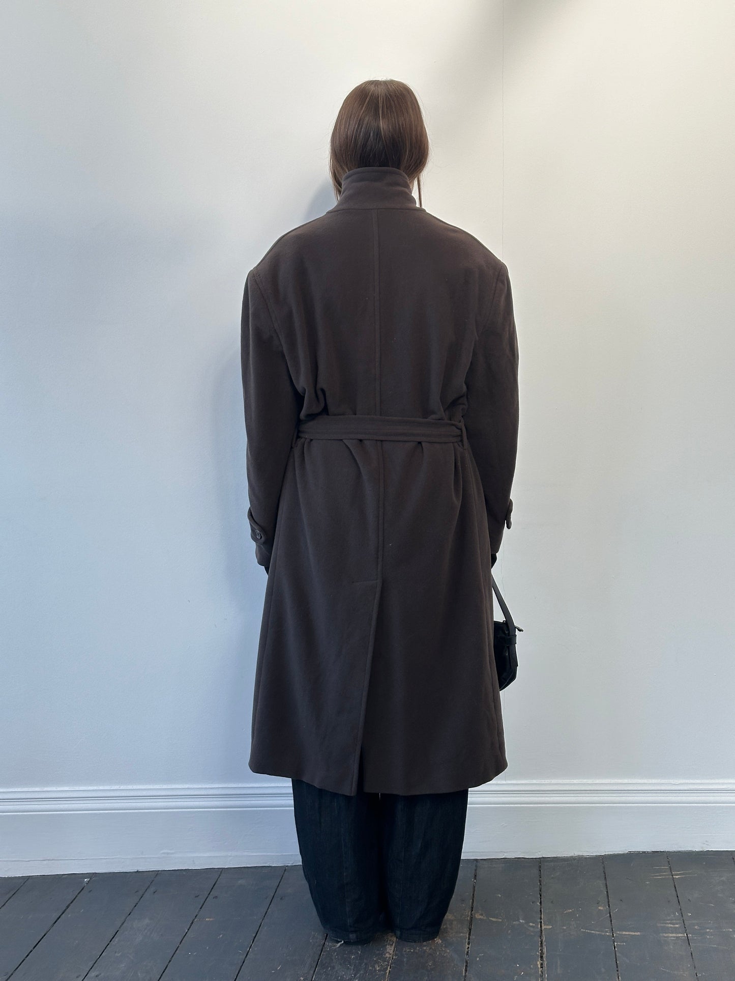 St Michael Italian 1990s Wool Belted Coat - XXL