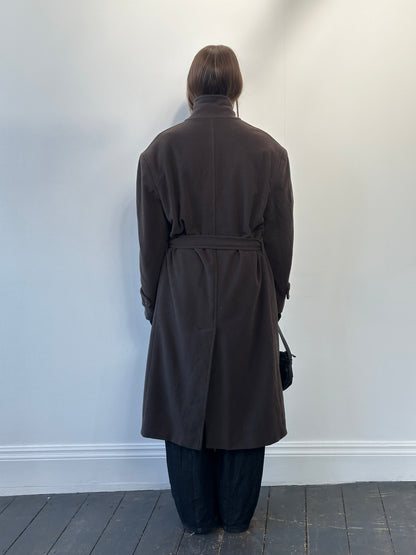 St Michael Italian 1990s Wool Belted Coat - XXL