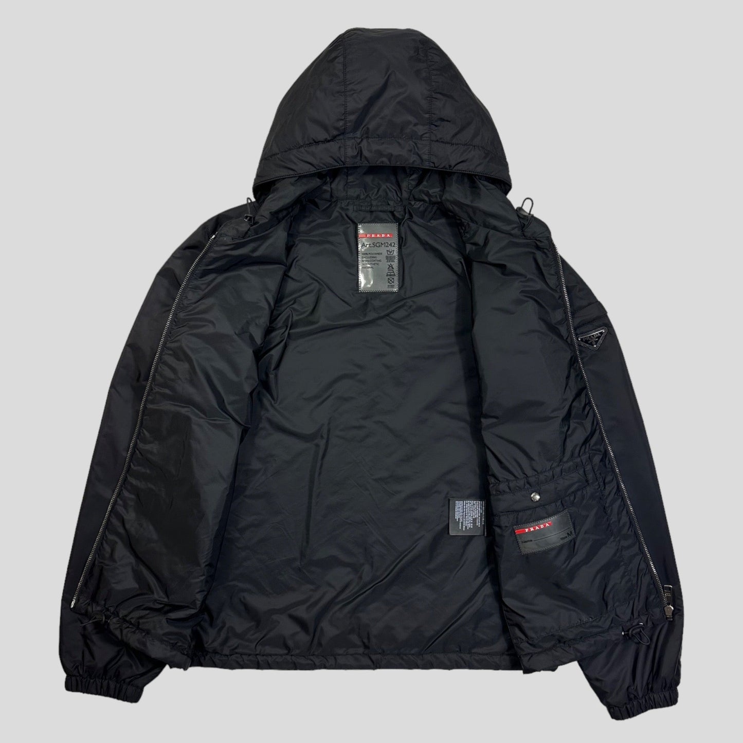 Prada Milano 2016 Nero Black Padded Nylon Windbreaker - S/M