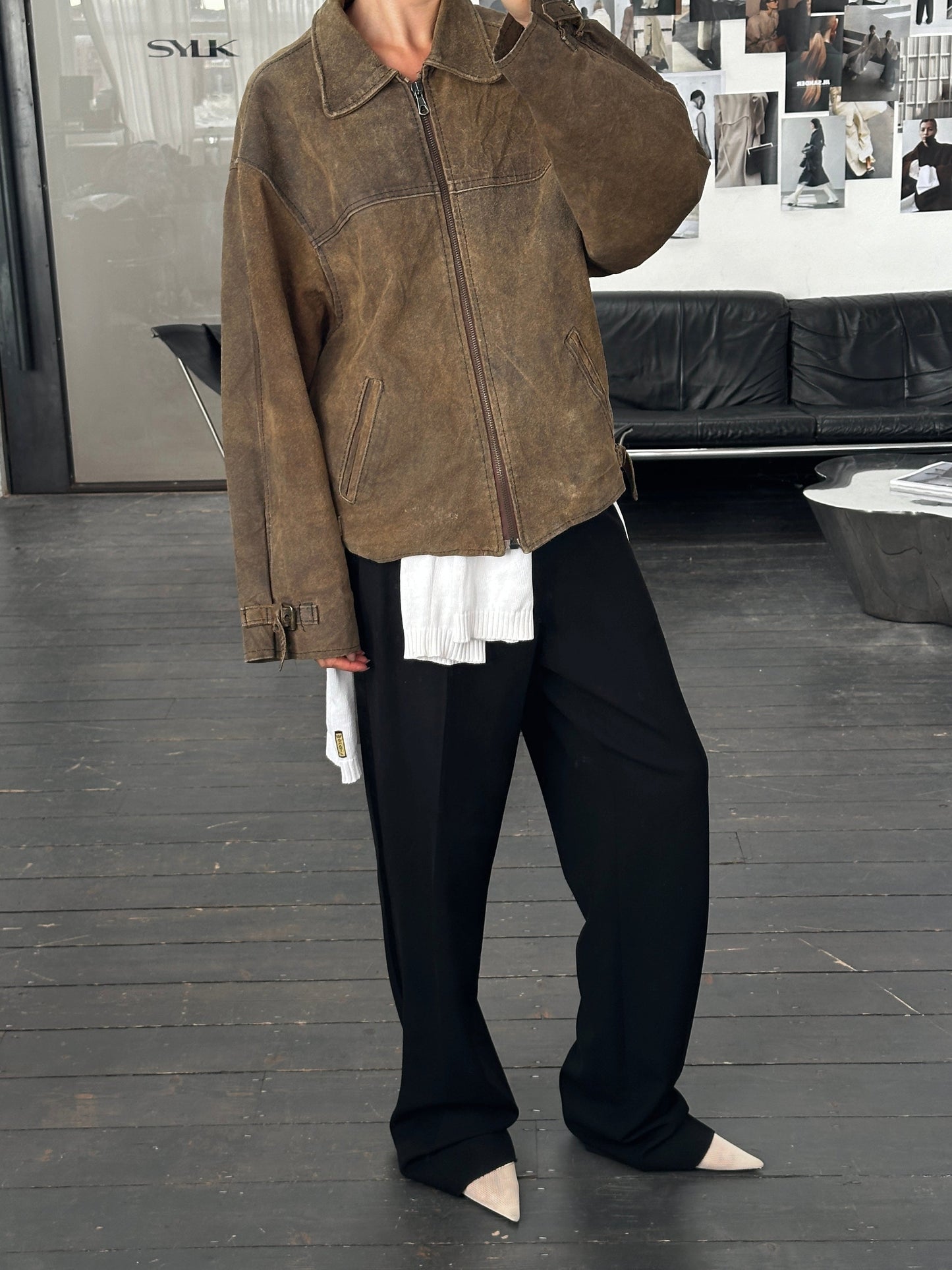 Vintage 1980s Boxy Leather Jacket - XL