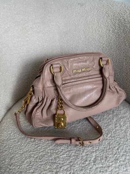 2010s Miu Miu Vitello Shine 2Way Charm Handbag | O/S, Gold