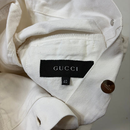 Gucci by Tom Ford 1999 White Denim Cropped Front Drop Jacket - IT40 | O/S, White