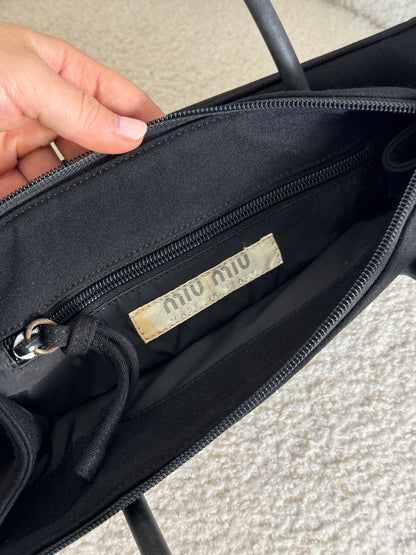 Archive 1998 Miu Miu Embossed Cloth Handbag | O/S, Black
