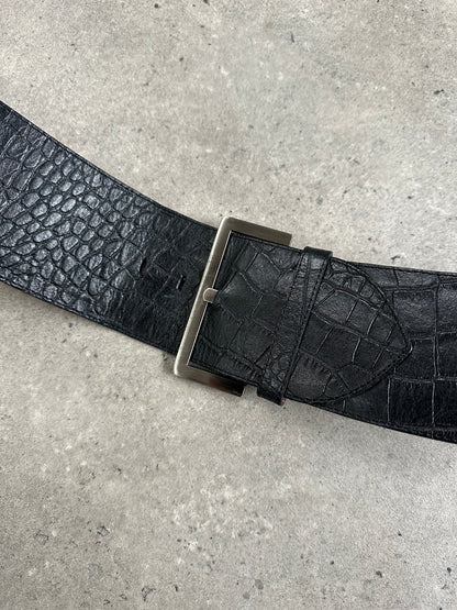 Vintage 1990s Square Buckle Leather Chunky Belt - W34-36