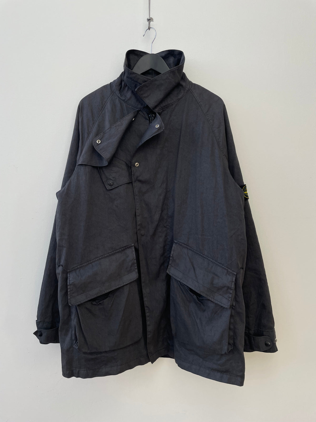 Stone Island AW04 Dutch Rope Liner Linen Overcoat | X-Large, Charcoal