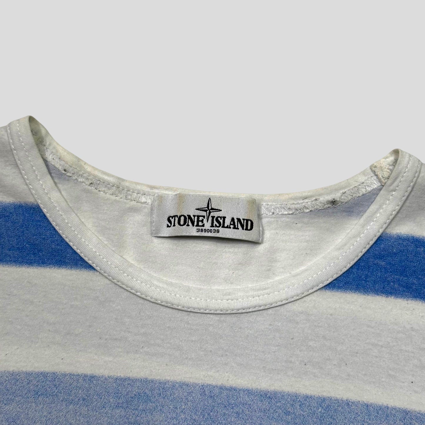 Stone Island SS13 Striped Spellout Logo T-shirt - M/L