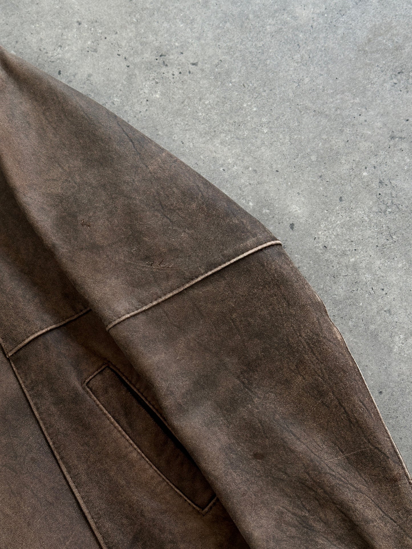 British Vintage Aged Leather Biker Jacket - M/L