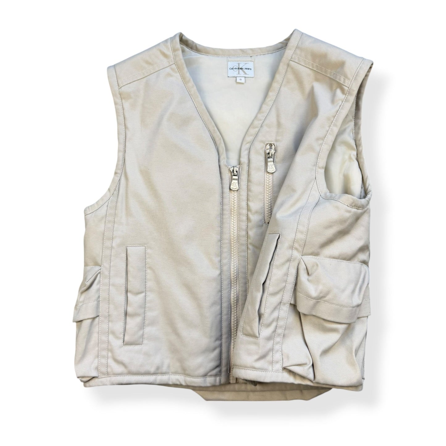 2000's Calvin Klein Integrated Backpack Cargo Jacket (XS) | O/S, Beige