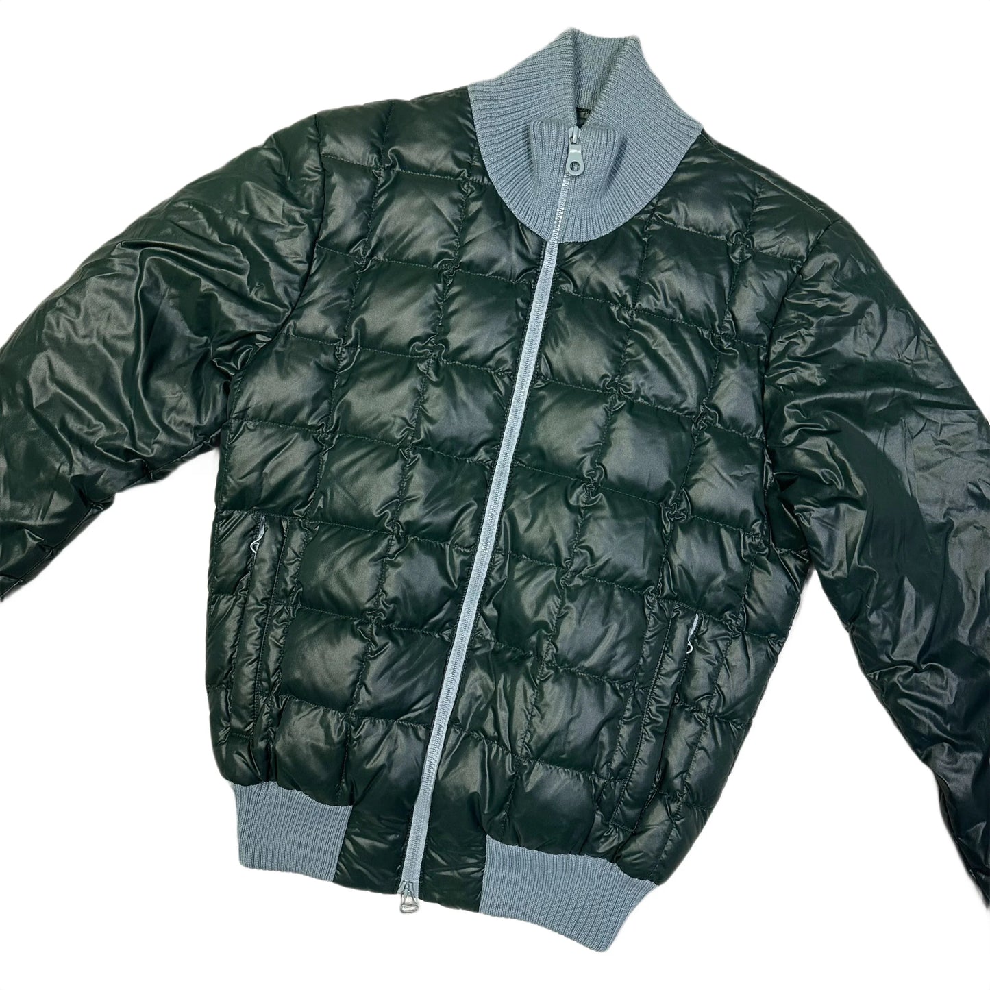 Duvetica Square Stitch Puffer Jacket In Dark Green & Blue ( M )