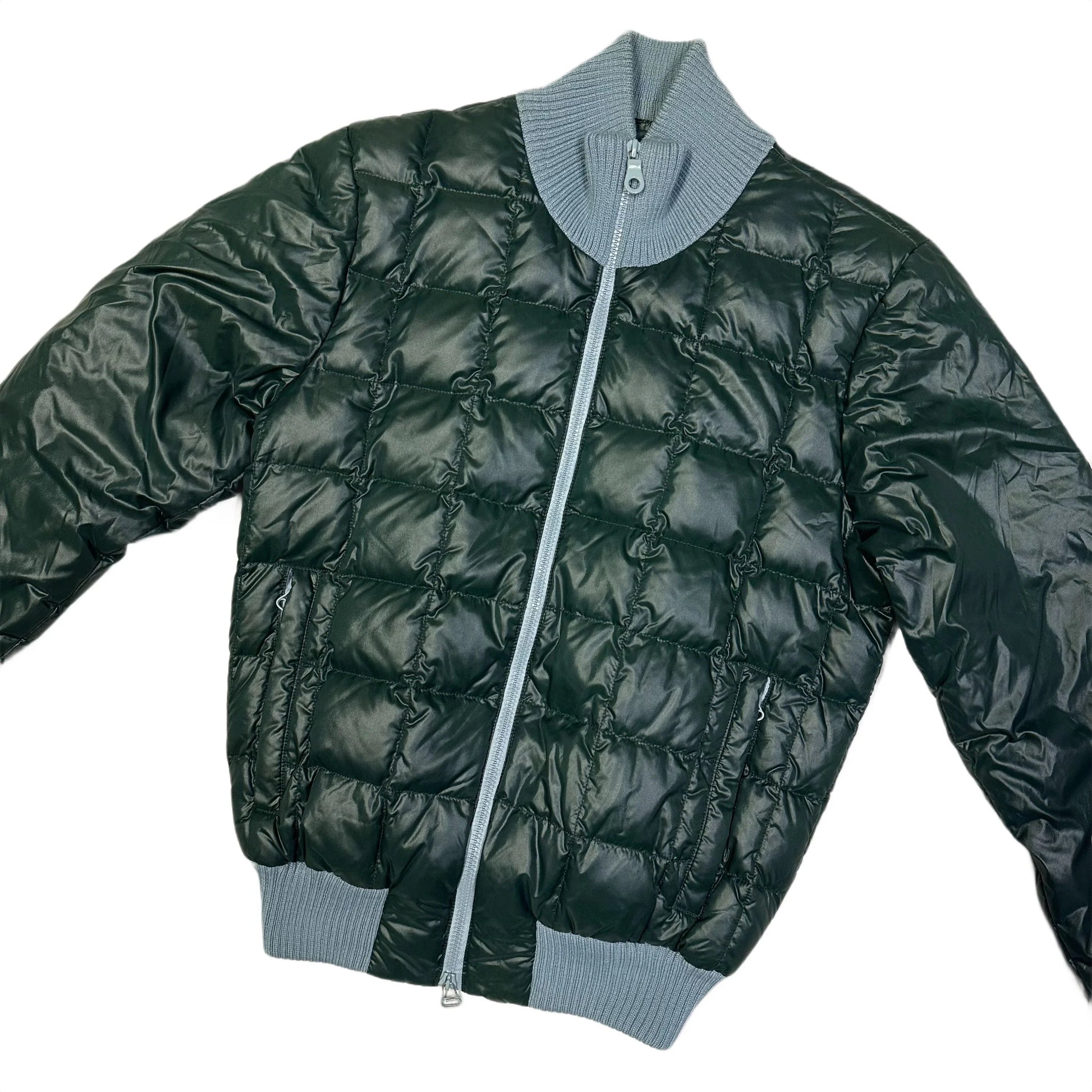Duvetica Square Stitch Puffer Jacket In Dark Green & Blue (M) | Duvetica, Blue