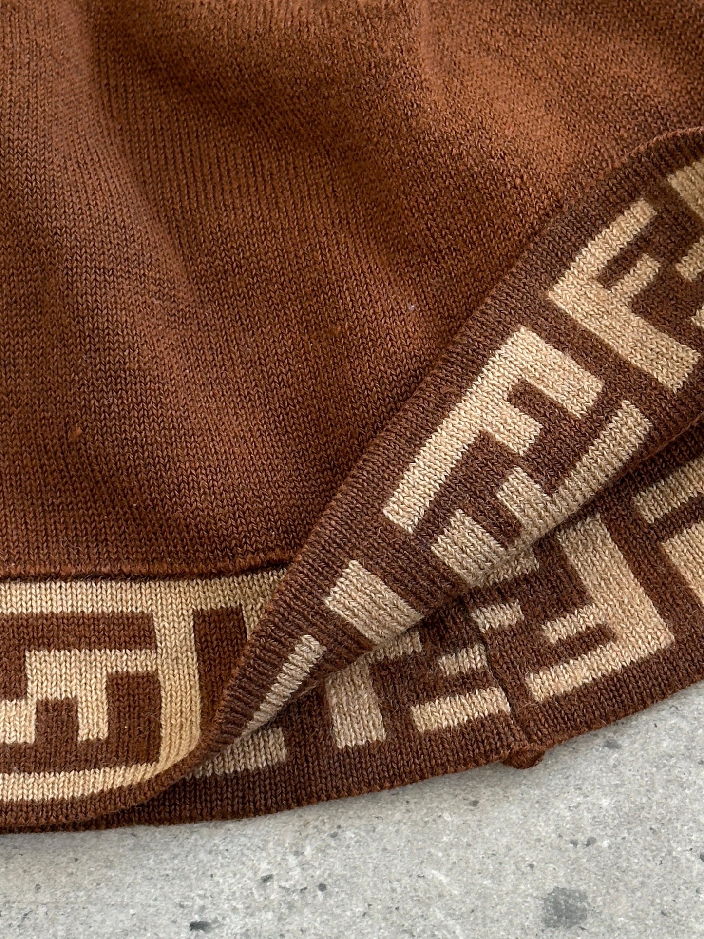 Fendi FF Monogram Print Beanie Hat