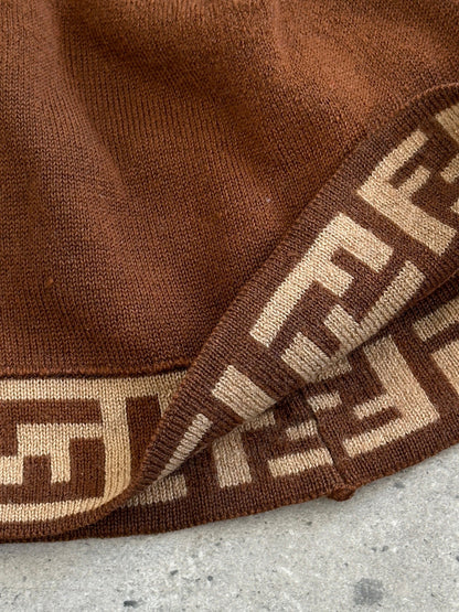 Fendi FF Monogram Print Beanie Hat