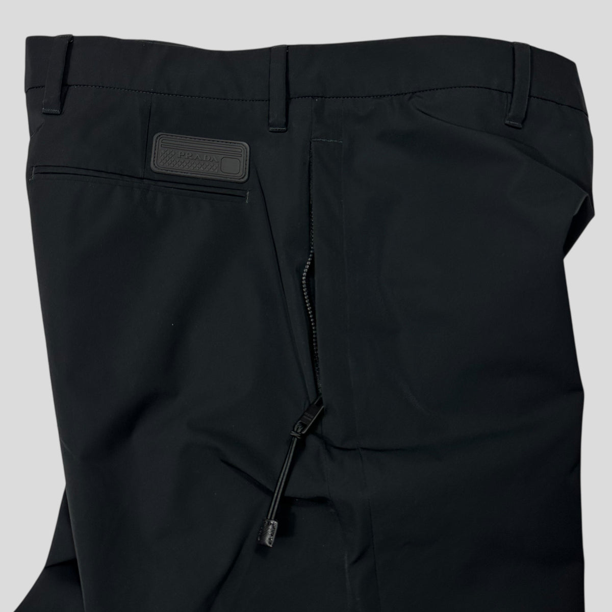 Prada 2017 Rubberised Race Logo Strap Gabardine Nylon Trousers - IT50 (L) | W36, Black
