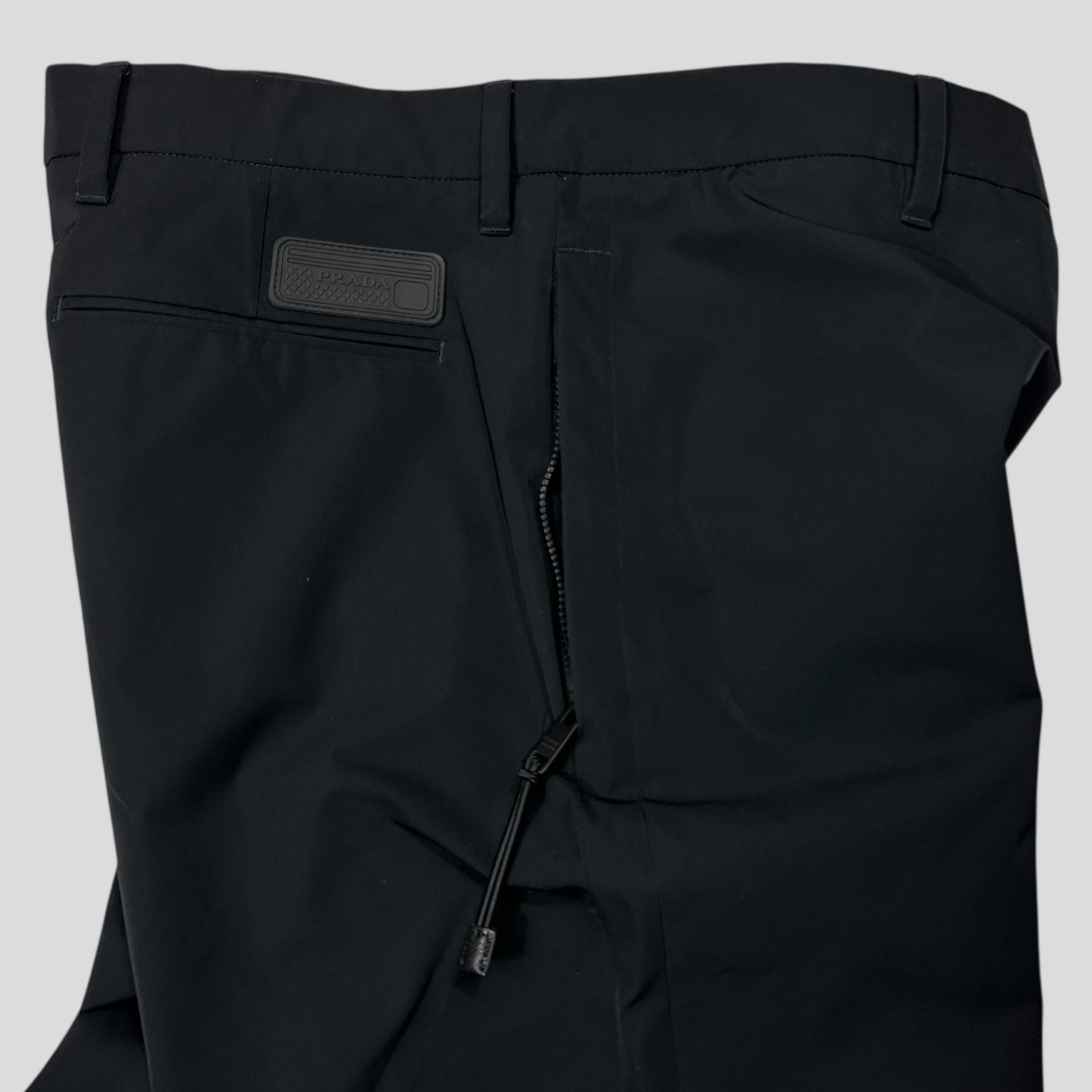 Prada 2017 Rubberised Race Logo Strap Gabardine Nylon Trousers - IT50 (L) | Default Title, Black