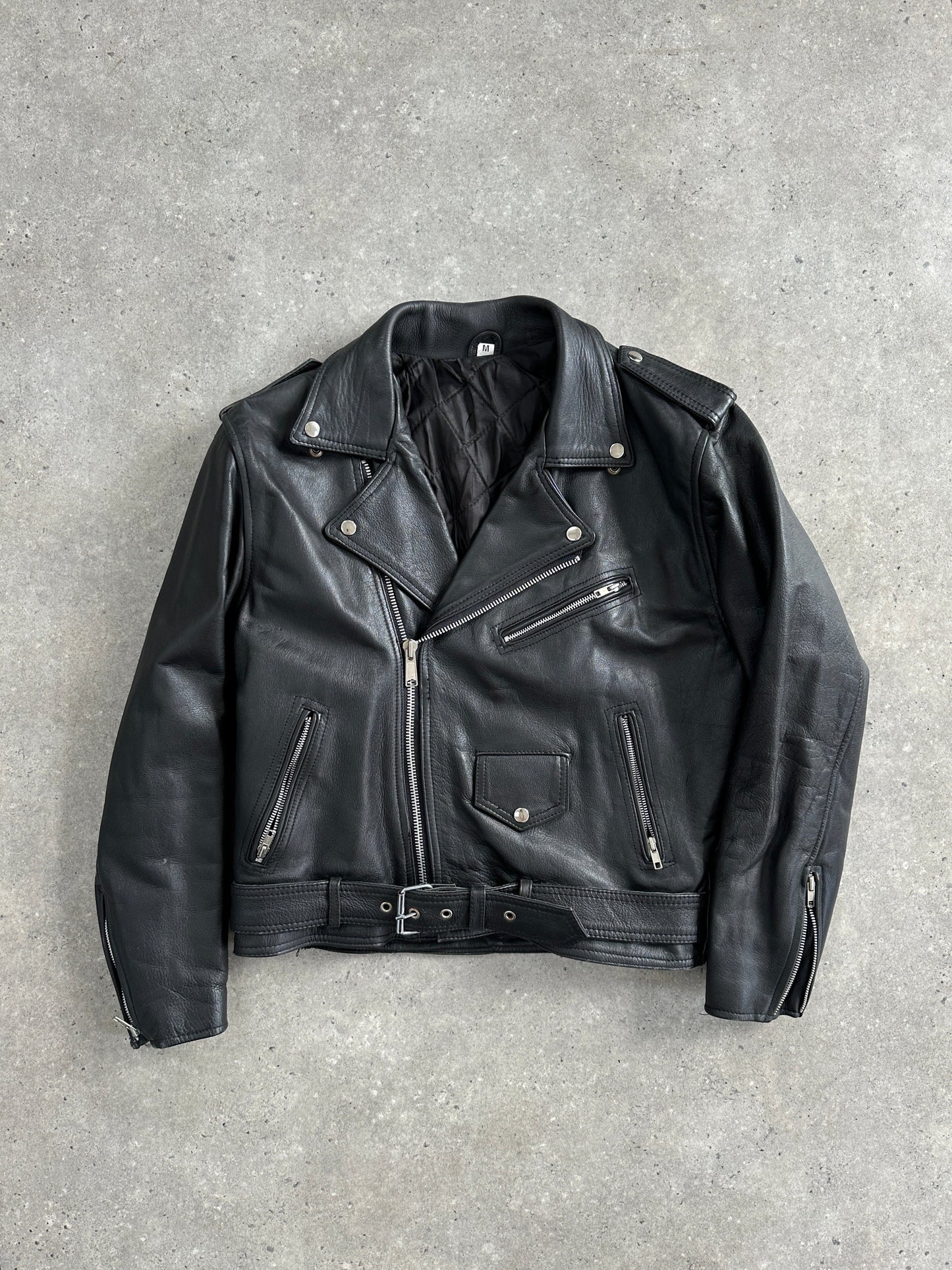 Vintage 1990s Leather Biker Jacket - M