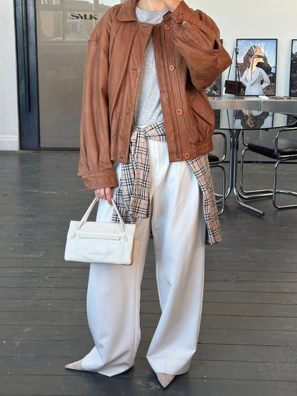 Vintage 1980s Leather Bomber Jacket - L