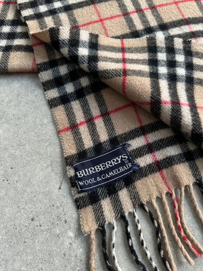 Burberrys Wool Camelhair Nova Check Scarf