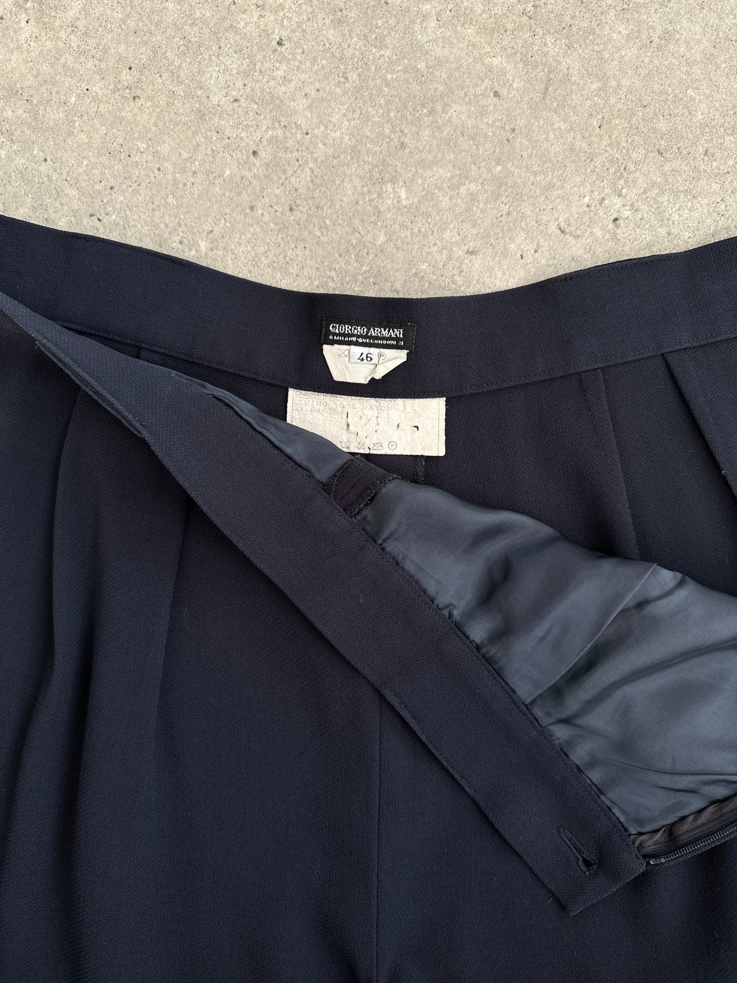 Giorgio Armani 1990s Pure Wool High Waisted Tapered Trousers - W28